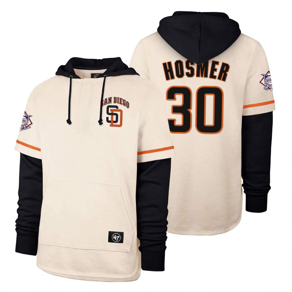 Men San Diego Padres #30 Hosmer Cream 2021 Pullover Hoodie MLB Jersey->san diego padres->MLB Jersey